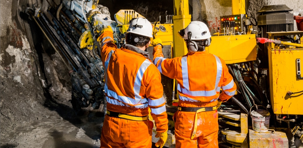 Mining workers in the field