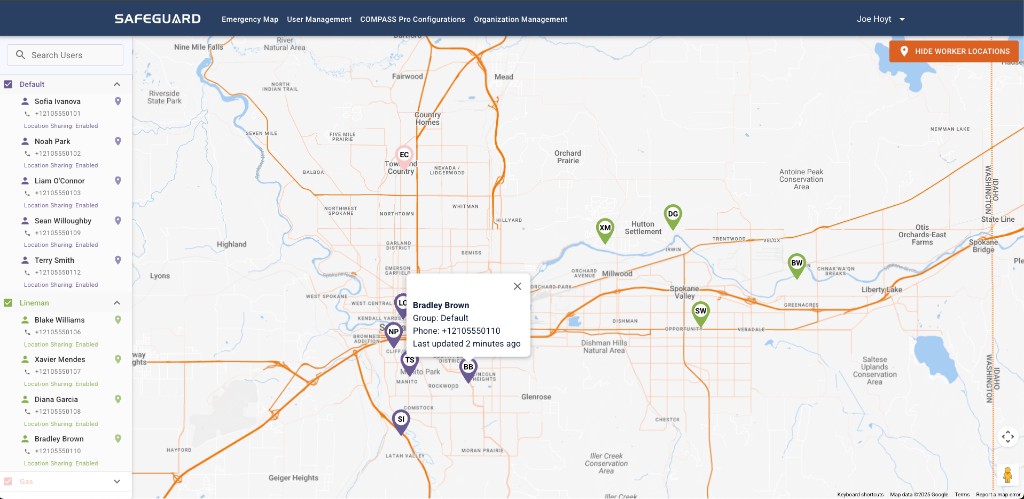 Navigator Emergency Map interface