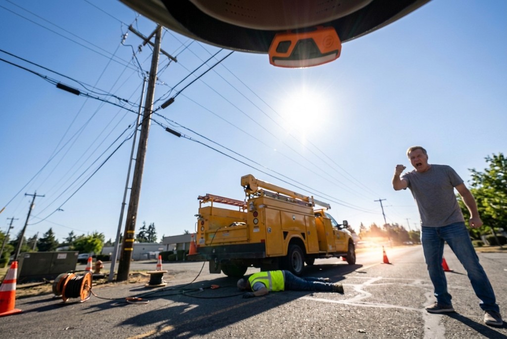 Utility jobsite with active hazards